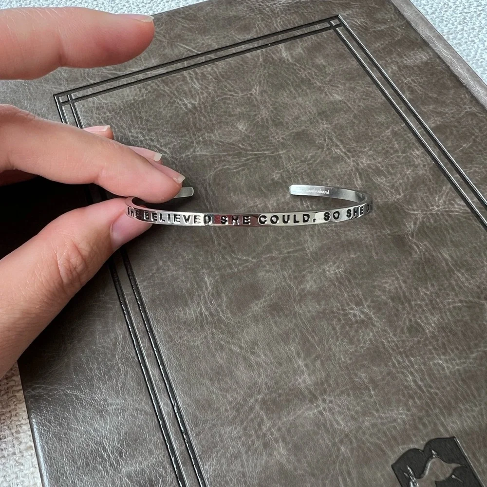 Mantra Silver Inspirational Bracelet